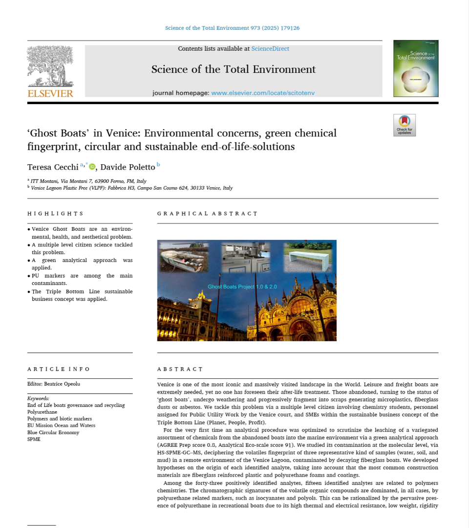 “Ghost Boats” in Venice: Citizen Science, Green Chemistry, and Circular Economy in Science of the Total Environment